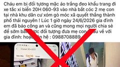 Bác thông tin bắt cóc hai mẹ con gây xôn xao ở Thái Nguyên