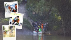 Công an dùng cano đưa học sinh vượt sông tìm con chữ ở Thái Nguyên