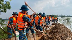 Bộ đội Phòng không - Không quân giúp dân đắp đê Vàng