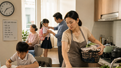 Tan ca ở cơ quan, phụ nữ lại bước vào “ca làm” không lương ở nhà
