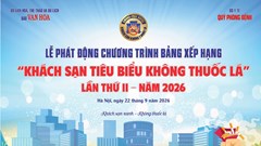 Sáng nay, phát động Bảng xếp hạng “Khách sạn tiêu biểu không thuốc lá” lần thứ II năm 2026
