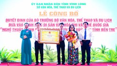Đón bằng chứng nhận "Nghệ thuật Nói thơ Vân Tiên" là Di sản văn hóa phi vật thể cấp quốc gia