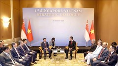 Lễ đón Ủy viên Bộ Chính trị, Thường trực Ban Bí thư Trần Cẩm Tú thăm chính thức Singapore