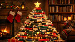 Cây thông Noel từ sách - Xu hướng trang trí lạ trong mùa lễ 2025