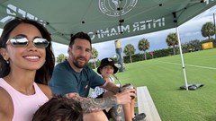 Messi cùng gia đình dự khán trận đấu của 'cậu cả' Thiago