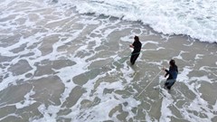 Nghề “đi giật lùi” mưu sinh mùa giáp Tết trên biển Đà Nẵng