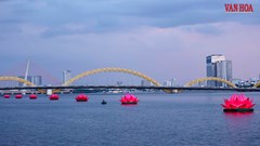 7 đóa sen khổng lồ rực rỡ trên sông Hàn mùa Phật đản