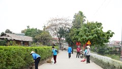 Ra quân tổng vệ sinh môi trường tại Di tích Làng cổ ở Đường Lâm 