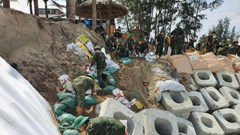 Khẩn trương khắc phục sạt lở bờ biển trước khi bão số 13 đổ bộ