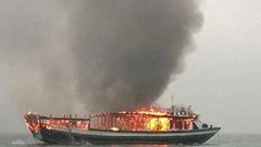 Tàu cá cháy, chìm khi đang đánh bắt, 55 thuyền viên được cứu kịp thời
