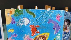 Học sinh vẽ tranh tuyên truyền bảo tồn đại dương