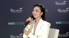 Hoa hậu Yến Nhi thi phỏng vấn kín tại Miss Grand International 2025