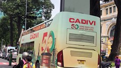 Xe khách dán quảng cáo phủ kín toàn thân, ung dung “diễu phố”