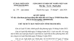 Gian lận hồ sơ dự thầu, một doanh nghiệp bị cấm đấu thầu 3 năm tại Thanh Hóa