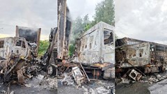 Xe container và xe tải đối đầu bốc cháy trên Quốc lộ 1A, 2 người thương vong