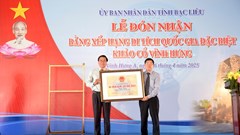 Di tích khảo cổ Vĩnh Hưng đón nhận Bằng xếp hạng Di tích quốc gia đặc biệt
