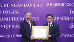 Tổng Bí thư Tô Lâm nhận Huân chương Vàng Quốc gia của Nhà nước Lào