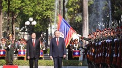 Lễ đón trọng thể Tổng Bí thư Tô Lâm tại thủ đô Viêng Chăn (Lào)