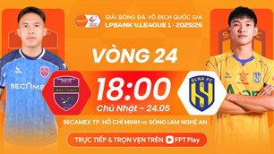 Link xem trực tiếp Becamex TP.HCM vs SLNA, 18h00 ngày 24.5 - vòng 24 V.League