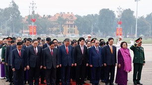 Lãnh đạo Đảng, Nhà nước viếng Chủ tịch Hồ Chí Minh nhân kỷ niệm 96 năm Ngày thành lập Đảng