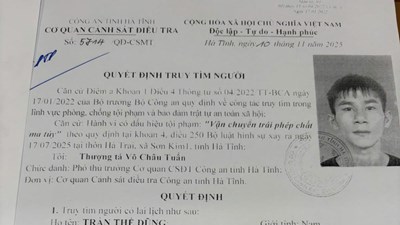 Công an Hà Tĩnh truy tìm nghi phạm vận chuyển ma túy