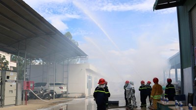 PC Quảng Ngãi thực tập phương án cứu nạn, cứu hộ tại Kho vật tư cơ sở 2