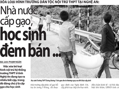 Về bài “Xóa loại hình Trường dân tộc nội trú THPT tại Nghệ An: Nhà nước cấp gạo, học sinh đem bán...”