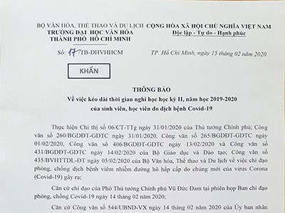 TP.HCM: Các trường khối Bộ VHTTDL điều chỉnh thời gian học trở lại