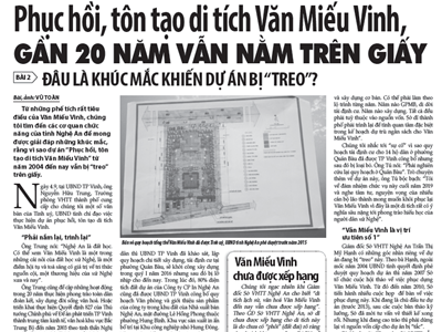Phục hồi, tôn tạo di tích Văn Miếu Vinh, gần 20 năm vẫn nằm trên giấy (Bài cuối): Mong đợi trong sự "khó nhất, căng thẳng nhất..."