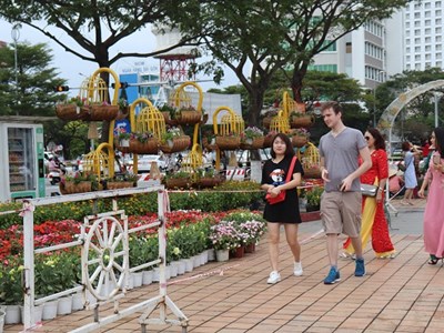 Đà Nẵng: Trang trí hoa và đèn điện chiếu sáng phục vụ Tết Nguyên đán Tân Sửu