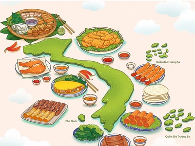 Xác lập kỷ lục mô hình bản đồ ẩm thực Việt Nam từ món ăn, đặc sản của 63 tỉnh, thành