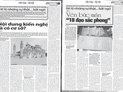 Diễn biến mới về 18 đạo “sắc phong” ngụy tạo ở Phủ Vân Cát