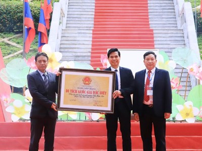 Khu di tích lịch sử cách mạng Việt Nam - Lào đón nhận bằng xếp hạng Di tích quốc gia đặc biệt