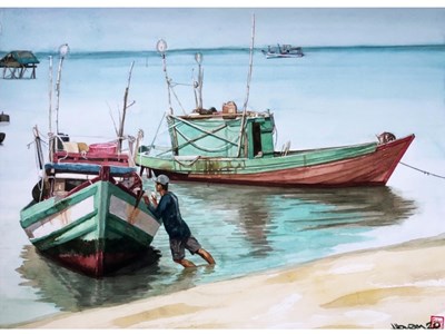 Đậm chất sông nước trong triển lãm tranh “Ngày nắng”