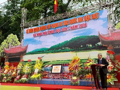 Chùa Đọi Sơn đón nhận bằng Di tích Quốc gia đặc biệt