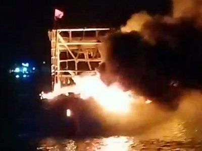 Cháy tàu cá trên biển Thổ Châu, ước thiệt hại 14 tỷ đồng