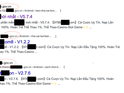 Bùng phát quảng cáo website cờ bạc 'núp bóng' dưới link .gov.vn