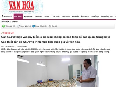 Về việc “Hơn 65.000 cổ vật chất đống trong kho” ở Cà Mau