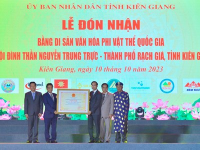 Kiên Giang: Lễ đón nhận Bằng chứng nhận Di sản văn hóa phi vật thể quốc giao Lễ hội Đình thần Nguyễn Trung Trực