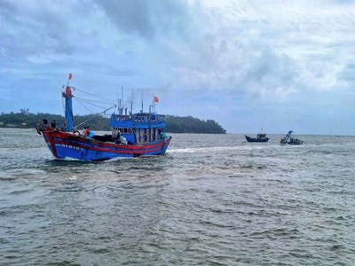 Sóng lớn đánh chìm tàu cá, 5 ngư dân may mắn được cứu vớt