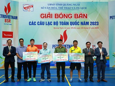 Quảng Ngãi: Gần 160 VĐV tham gia Giải Bóng bàn các CLB toàn quốc