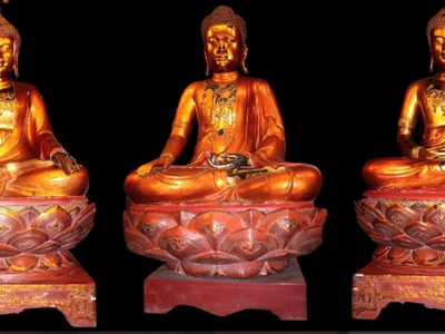 Độc đáo bộ tượng Tam thế Phật chùa Côn Sơn