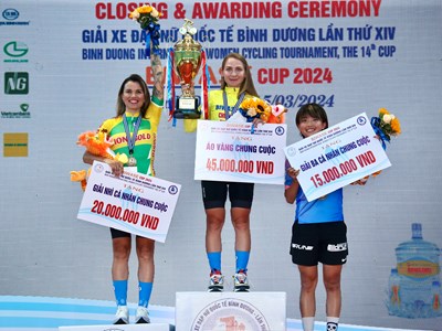 Chủ nhà Bình Dương thắng lớn tại giải xe đạp quốc tế Biwase Cup 2024
