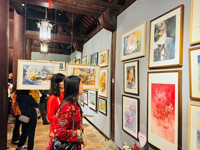 Triển lãm tranh màu nước đặc sắc tại Văn Miếu - Quốc Tử Giám