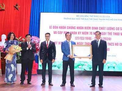 Trường Đại học TDTT TP.HCM đón nhận chứng nhận Kiểm định chất lượng cơ sở giáo dục