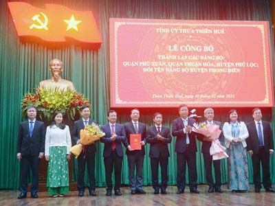 Công bố thành lập các Đảng bộ quận Thuận Hóa, quận Phú Xuân, huyện Phú Lộc