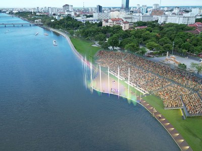  Xây dựng đường đi bộ và sân khấu ngoài trời ven bờ Nam sông Hương