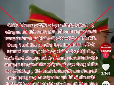 Thông tin bắt Chủ tịch phường cùng tài sản khủng ở Huế là giả