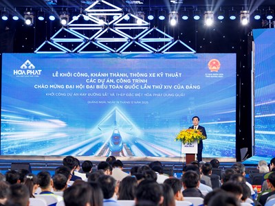 Khởi công Dự án sản xuất Ray đường sắt và Thép đặc biệt Hòa Phát Dung Quất