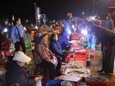 Nhộn nhịp chợ cá rạng sáng tại cảng Cửa Sót 
